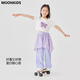 moonkids女童阔腿裤冰丝裤子2025夏季新款儿童屁帘休闲防蚊裤女孩大童夏装 15290紫色阔腿裤+9889白色短袖 120 cm