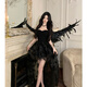 Spring Man birthday dress sexy royal sister cos queen waist slim mesh long skirt for women black (including breast pads and fish bones) M
