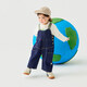 Mini Balabala Boys and Girls Pants Autumn New Baby Couts Lindos Lindos Jeans Baby Denim Blue oscuro 88301 90