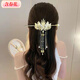 Light luxury angel wings combination hairpin with spring flowers, retro style tassel hairpin, Hansu daily hairpin, new sweet hair accessory H-cat eye wheat ear hairpin