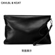 CAVLSLKCAT MEMS Sac à main Geothe Super Cuir Grochet grande capacité Zipper Hand Grab Enveloppe Sac Couche de tête de vache d'anniversaire Valentin de la Saint-Valentin Black Large taille 30 * 20 * 3CM