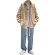 Traje de camisa a cuadros de manga larga de primavera y otoño VZVG para niños atuendo de estilo Hong Kong con jeans modernos de tres piezas un set de tres piezas [3 piezas] 684 Camisa Negra + Long T + 5080 L