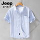 JEEP SPIRIT男士条纹短袖衬衫日系休闲宽松上衣夏季薄款潮流百搭纯棉衬衣 9721黑色 2XL 150斤左右
