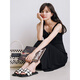 Miduli maternity dress for summer thin French suspender skirt for outer wear vest long skirt for maternity dress active black L
