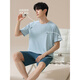 
Langsha pajamas men's summer pure cotton short-sleeved cotton thin breathable casual home clothing set can be worn outside in summer 16763 (Suggestion 110-115Jin[Jin equals 0.5 kg]) L