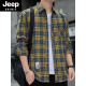 Jeep Spirit Plaid Camiseta informal de la primavera y otoño Camisa de manga larga Top coreana Retro Summer Flin Jacket K12109 Green Plush M 90-110Jin [Jin iguala 0.5 kg]