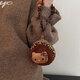 Black leather Kitty leopard print coin wallet student headphones bag coin bag cartoon storage key bag pendant bag black leather leopard print KT coin wallet