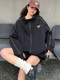 BOY trendy brand boy spring and autumn new hooded cardigan sweatshirt jacket classic gold embroidered eagle cardigan for men and women black XS (90-130Jin Jin equals 0.5 kg)