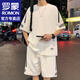 
ROMON Hong Kong style short-sleeved T-shirt for men's summer new casual sports suit loose half-sleeved men's T-top men's clothing FKS653 black suit XL about 130-150Jin [Jin equals 0.5 kg] can be worn
