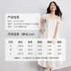 尚都比拉【两种穿法】优雅度假松紧橡筋方领活动绑带泡泡袖花苞裙连衣裙 白色 S