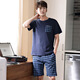 SEPTWOLVES quality men's pajamas summer pure cotton short sleeve shorts casual cotton plus fat plus size men's home clothing set 9905 models XL 140-160Jin [Jin equals 0.5 kg]