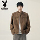 Playboy Maillard American brown PU leather jacket men's cleanfi flight jacket cotton motorcycle couple baseball uniform 5713-brown jacket XL recommended 125-145Jin Jin equals 0.5 kg