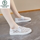 Zapatos de lona de encaje de pájaros carpinteros para mujeres transpirables delgados delgados delgados delgados Sweet Mesh Loafer Zapatos Trendy Khaki 35