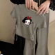 
Disney Nezha Girls Summer Short Sleeve T-shirt Set Fashionable Small and Medium Children's Ice Silk Girl Casual Children's Two-Piece Set Round Collar Drawstring Set-Gray-Nezha G686 110