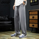 Брюки для шахматистики Jeep Spirit Men's Summer's Summer Style 2025 Новый ледяной шелк спорт быстро сушащий широко ногу с прямыми ногами.