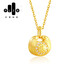 Puli Xiaopangfu 18k gold pendant women's fashion color gold blessing small gold lump necklace pendant free silver chain