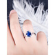 Fat Donglai's same style sapphire ring s925 silver for women, fashionable and personalized, Korean version with diamonds, simple silver tanzanite set, silver sapphire ring + certificate, adjustable finger ring