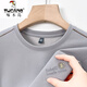Woodpecker summer ice silk short-sleeved T-shirt for men's thin quick-drying middle-aged round neck loose summer solid color T-shirt 723-1m camel 2XL