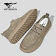 Sieben Wölfe Herrenschuhe Sommer 2025 Neue Ice Silk Canvas-Schuhe Herren atmungsaktueller dünner ultraleuchter weicher Sohle lässig Schuhe bequeme Pendelschuhe Khaki 39