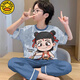 G.DUCKKIDS小黄鸭睡衣夏季2025新款男童短袖短裤儿童卡通哪咤敖丙男孩家居服 12353#三件套 170 14码【身高125-135CM体重60