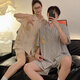 Fan Miaoli Pareja Pajamas para mujeres en algodón de verano Cárdigan de manga corta Traje transpirable Estudiante Men sueltos Internet Ropa de celebridad de ropa para el hogar Summer 719# Crayon Shin-shi XL Women (recomendado 125-150Jin [Jin iguala 0.5 kg])