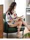 Yalu 2025 Pajamas pour femmes en été shorts en coton pur pur shorts mignons japonais Summer deux pièces de la maison mince vêtements de maison Summer SMS511YZT9859 3xl [recommandé 150-170jin [Jin équivaut à 0,5 kg] usure] Taille moyenne