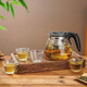 Teapot, tea water separation, large-capacity glass teacup, office tea set, heat-resistant thickened tea set, one pot, four cups