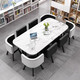 Xiangmaoheng small conference table 8 people simple modern business training rectangular long table reception and negotiation table and chair combination 90*150 imitation white table gray cloth