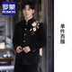 ROMON New Chinese Style Stand Collar Suit Peony Butterfly Embroidered Mao Suit Groom Wedding Chinese Style Jacket Men's Tang Suit Black Single Suit XL