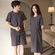 
Yalu couple pajamas for women in summer cotton short sleeves sexy women men's shorts summer large size clothing TM12138 skirt M women + men's L