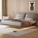 
Munich suspended bed, double bed 1.8 meters 2 meters light luxury leather master bedroom, large bed, wedding bed, leather bed 681