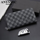 Anysmic Luxury High-End-Brieftasche für Männer 2025 Neue trendige Lederhandtasche Plaid Multi-Card-Kupplung Retro Black
