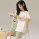Jingpufei summer women's Korean style cartoon thin pajamas two-piece set for outside wear 679 green dinosaur 170 M code [recommended 80-90Jin [Jin equals 0.5 kg]]