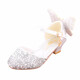 Ruiyang fashionable children's princess shoes crystal shoes girls high heels soft sole primary school students dress dance leather shoes silver with diamond A9928 silver 34 inner length 21 cm