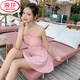 LangSha 2025 Fairy Fan Hot Spring Swimsuit Women One-piece Flat Angle Conservative Slim Slim Blind Bloom Sexy Korean Student Swimsuit 12041 Black M