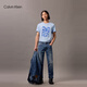 Calvin KleinJeans25春夏男士休闲通勤ck字母印花纯棉针织短袖T恤4RB832G CDN-海天蓝 L