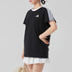 阿迪达斯 （adidas）女装运动套装25夏季新款三条纹圆领短袖T恤直筒长裤运动裤 两件套 JY7612+JE1306 XL