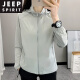 吉普（JEEP）户外薄款透气防晒衣皮肤衣外套男女情侣运动上衣开衫大码风衣春夏 风9928黑色/女 6XL