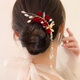 Clcey Nouvel An xiuhe Vêtements coiffure féminine épouse Toast Vêtements Hair Accessoires 2025 Nouvel atmosphérique Nouvel Engagement chinois Cheongsam Hairpins Tulip Streater Hairpins Set 3 pièces
