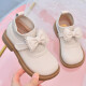 Pudding children's princess shoes girls' leather shoes 2024 spring and autumn new style black leather children's shoes bow cowhide baby shoes off-white 28 inner length about 18.1cm