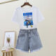Yuxi Summer Casual Internet Celebrity Salt Set para la nueva camiseta de estilo coreano de las mujeres + pantalones cortos de mezclilla dos piezas 1# 9926# set s sugerencia 80-95jin [Jin equivale a 0.5 kg]