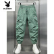 Playboy (Playboy) 2025 Nouveau pantalon de travail décontracté, belles liens à glissière, pantalon harem, pantalon d'automne décontracté à neuf points, nouveau produit masculin, Black L Weight 125-140jin [Jin est égal à 0,5 kg]
