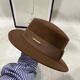 Difuxi top hat men's white French autumn and winter flat top woolen top hat women's flat brim small brim British large head circumference men's versatile camel black + black belt 55-59cm adjustable