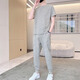 VACK summer short-sleeved T-shirt suit men's cool fashion summer casual men's sports men's suit summer clothes 719 gray L (115-130Jin[Jin equals 0.5 kg])