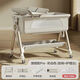 Raft Core Windel Tabelle Crib Zwei-in-Eins-faltbare bewegliche Krippe Einstellbare Höhenhöhe bewegbares Wischen und Spleißen großes nordisches Flaggschiff-Modell + milchig weiß + exquisite Geschenke