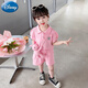 Disney (Disney) Girls Summer Suit Summer 2025 Nuevas niñas de bebé Manga de verano Summer Summer Set Pink + Conejo Posto 120