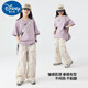 Disney Girls Summer Set para niños 2025 Nuevo deporte de moda Manija corta Girls Grandes pantalones de trabajo para niñas de verano para niños 15265 Apricot + 9928 Purple 120 cm