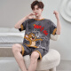
Qiao Tong men's pajamas summer pure cotton short sleeves 2025 new thin style youth student cartoon large size home clothing set YX 7029 (pure cotton fabric) XL 175CM recommended weight 135-155