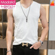 Modal Herrenweste Sommer Hürde Basis Sport Weißer kleiner Sling Muskulär Herren Fitness sexy enge i-Check Hemd grau 6296 Feste Farbe reines Baumwoll 3xl