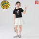 
G. DUCKKIDS girls short-sleeved suit children 2025 new summer clothes for girls big summer thin clothes for girls fashionable and super beautiful 19059 black + 15276 meters white 120 cm